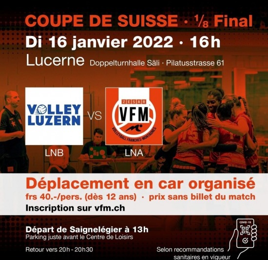 Image COUPE DE SUISSE · 1/8 FINAL  Dimanche 16 janvier 2022 · Déplacement organisé en car