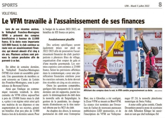 Image Le VFM travaille à l'assainissement de ses finances